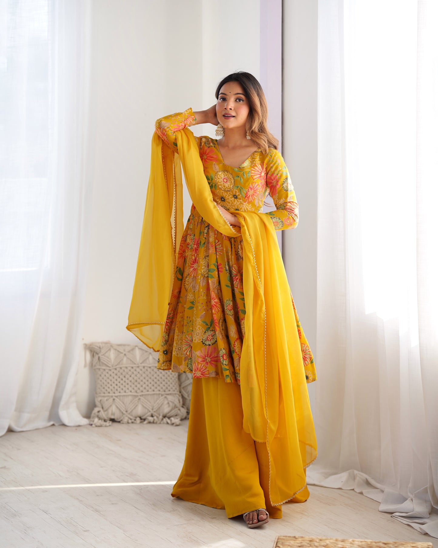Premium Quality Rani Yellow Kediya Plazzo Suit Set
