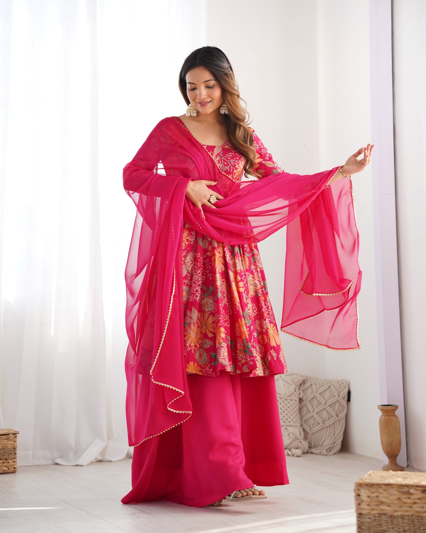 Premium Quality Rani Pink Kediya Plazzo Suit Set