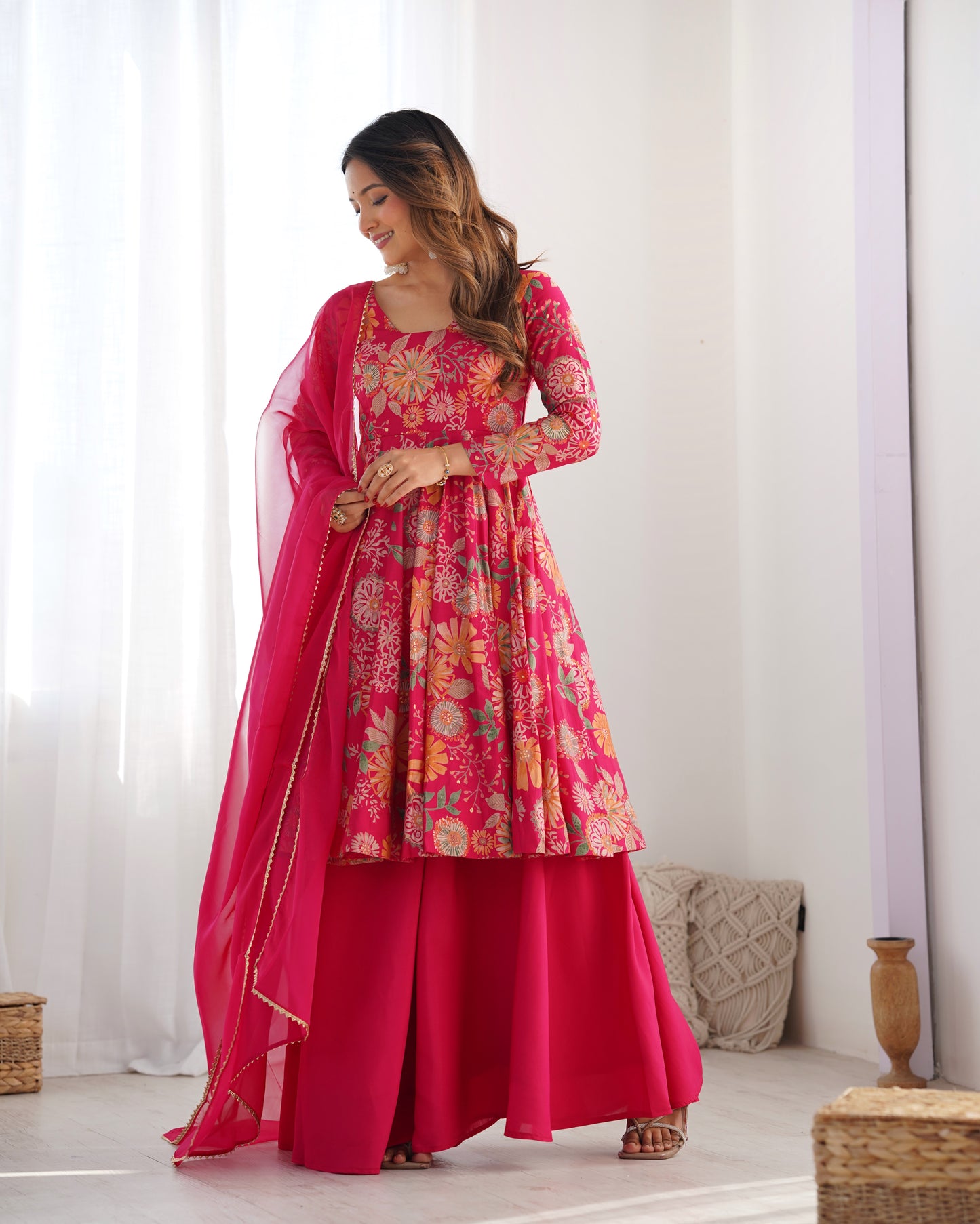 Premium Quality Rani Pink Kediya Plazzo Suit Set