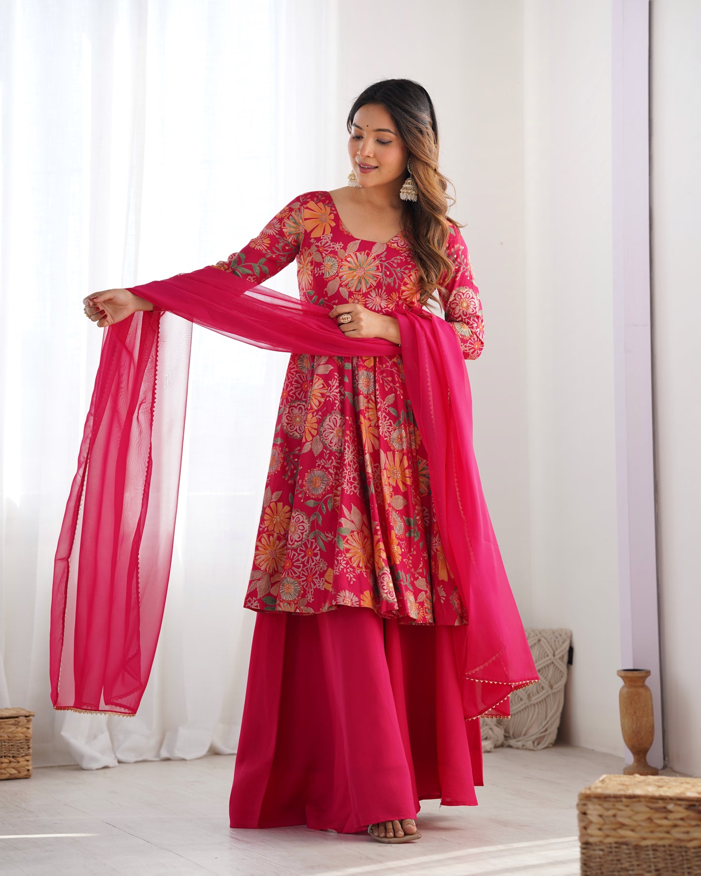 Premium Quality Rani Pink Kediya Plazzo Suit Set