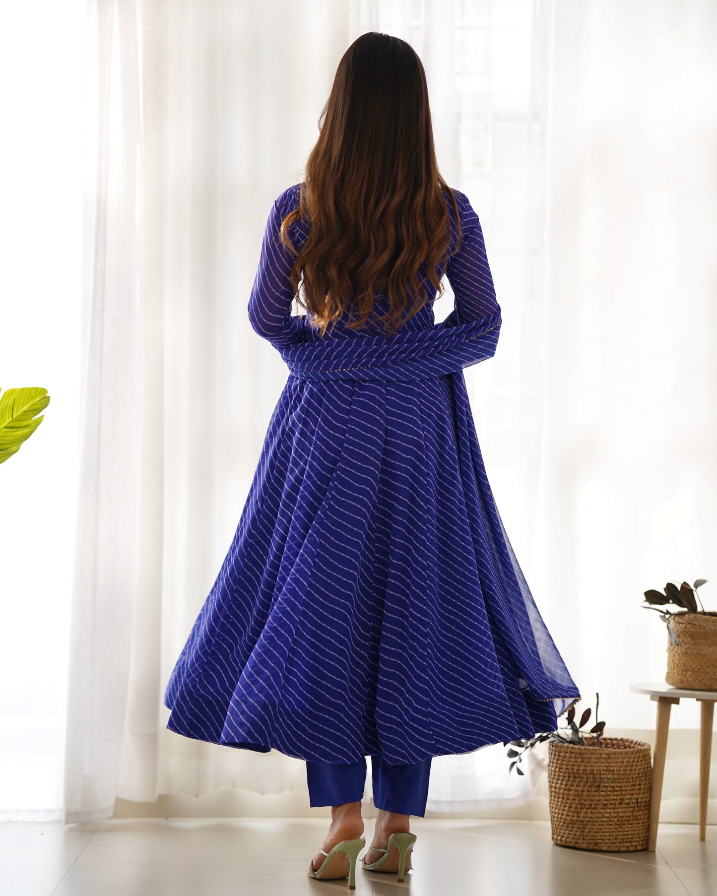 Royal Blue Digital Print Georgette Anarkali Set