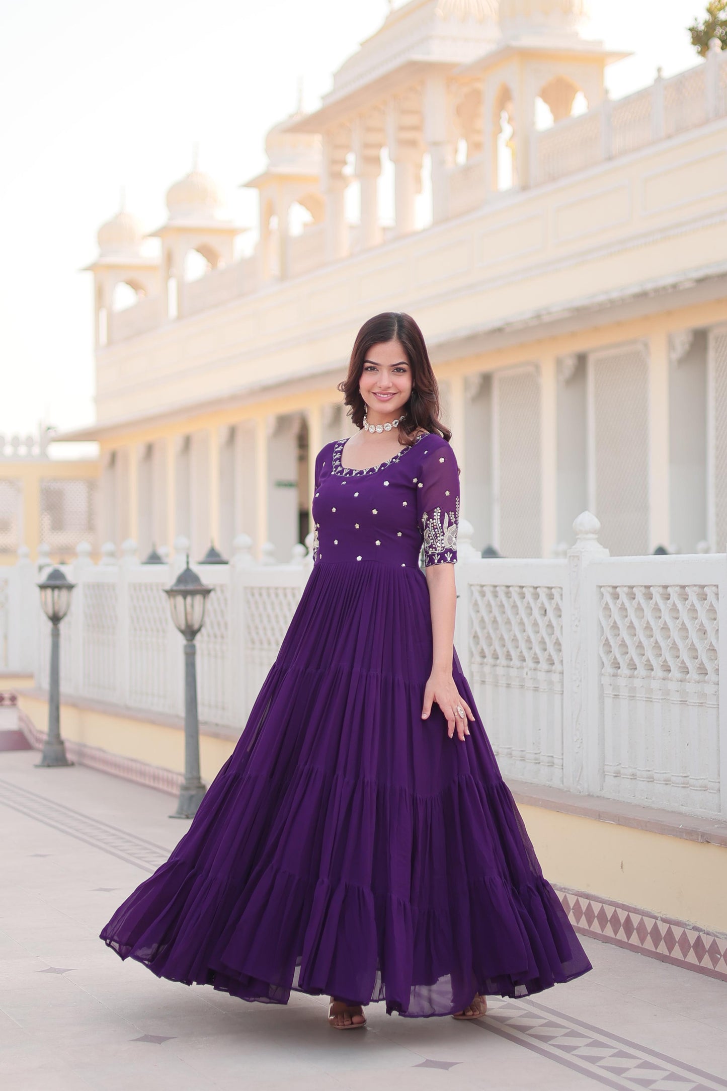 Purple Embellished Designer Gown