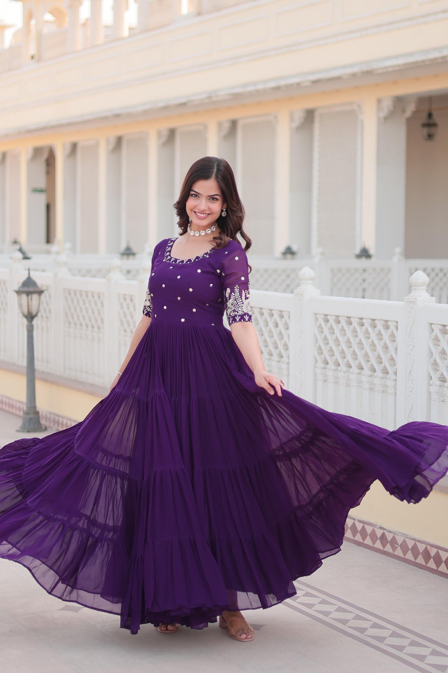 Purple Embellished Designer Gown