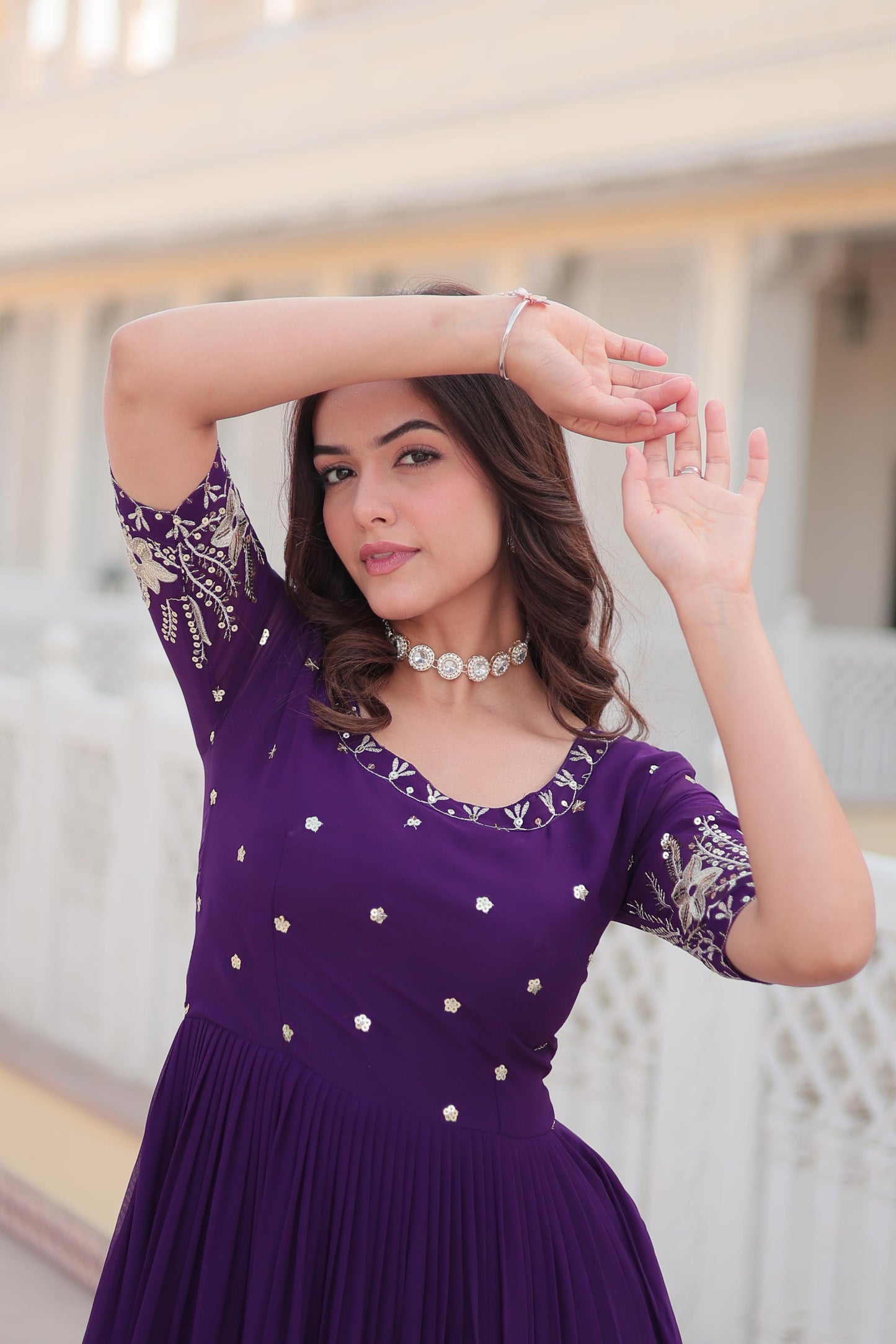 Purple Embellished Designer Gown