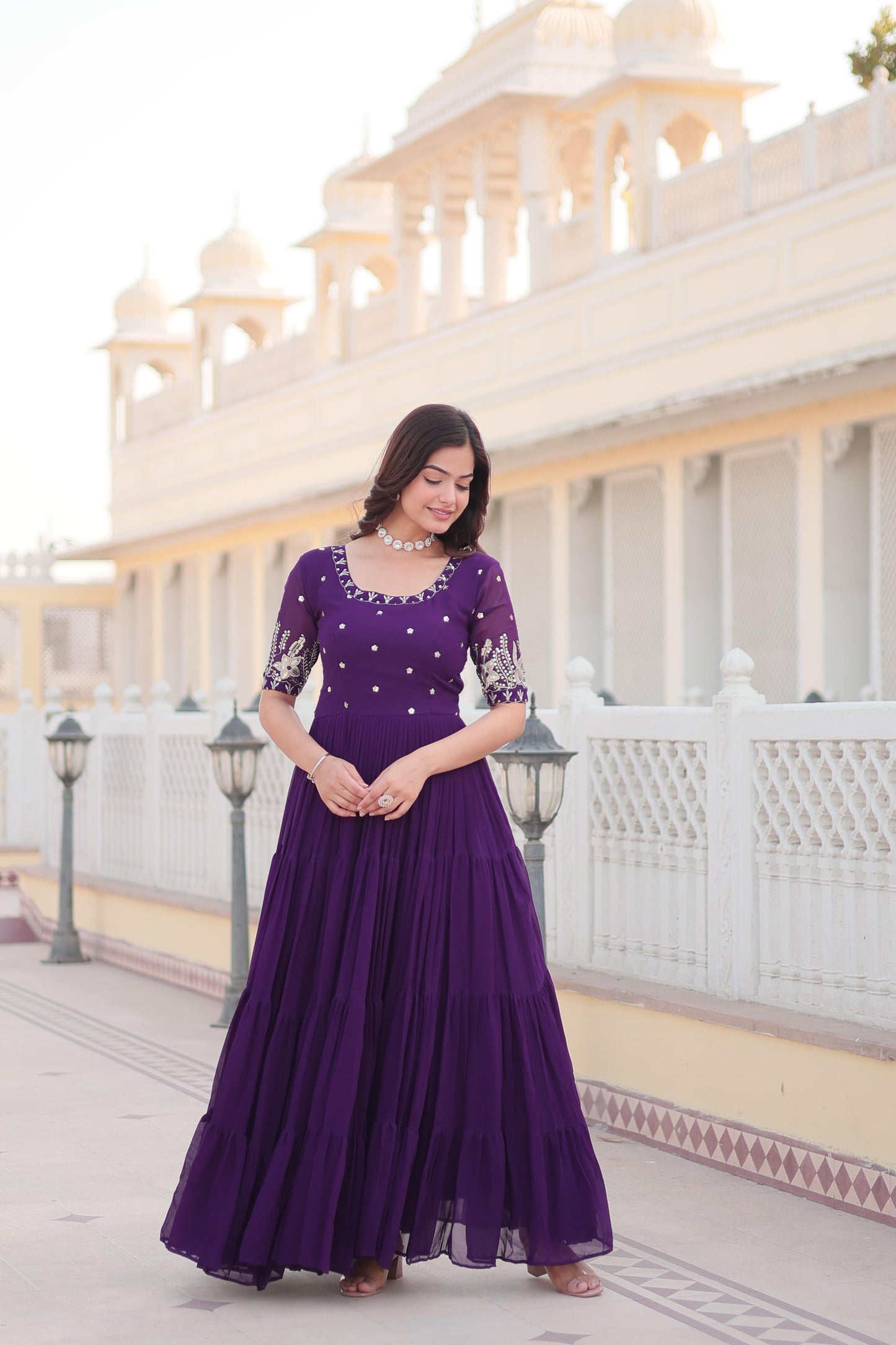 Purple Embellished Designer Gown