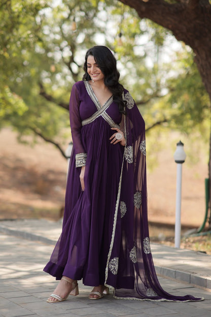 Designer georgette alia cut gown with dupatta sets stitched