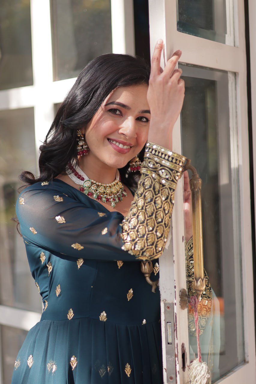 Blue Premium Designer Readymade Gown with Dupatta Collection Luxurious Faux Blooming Embroidery