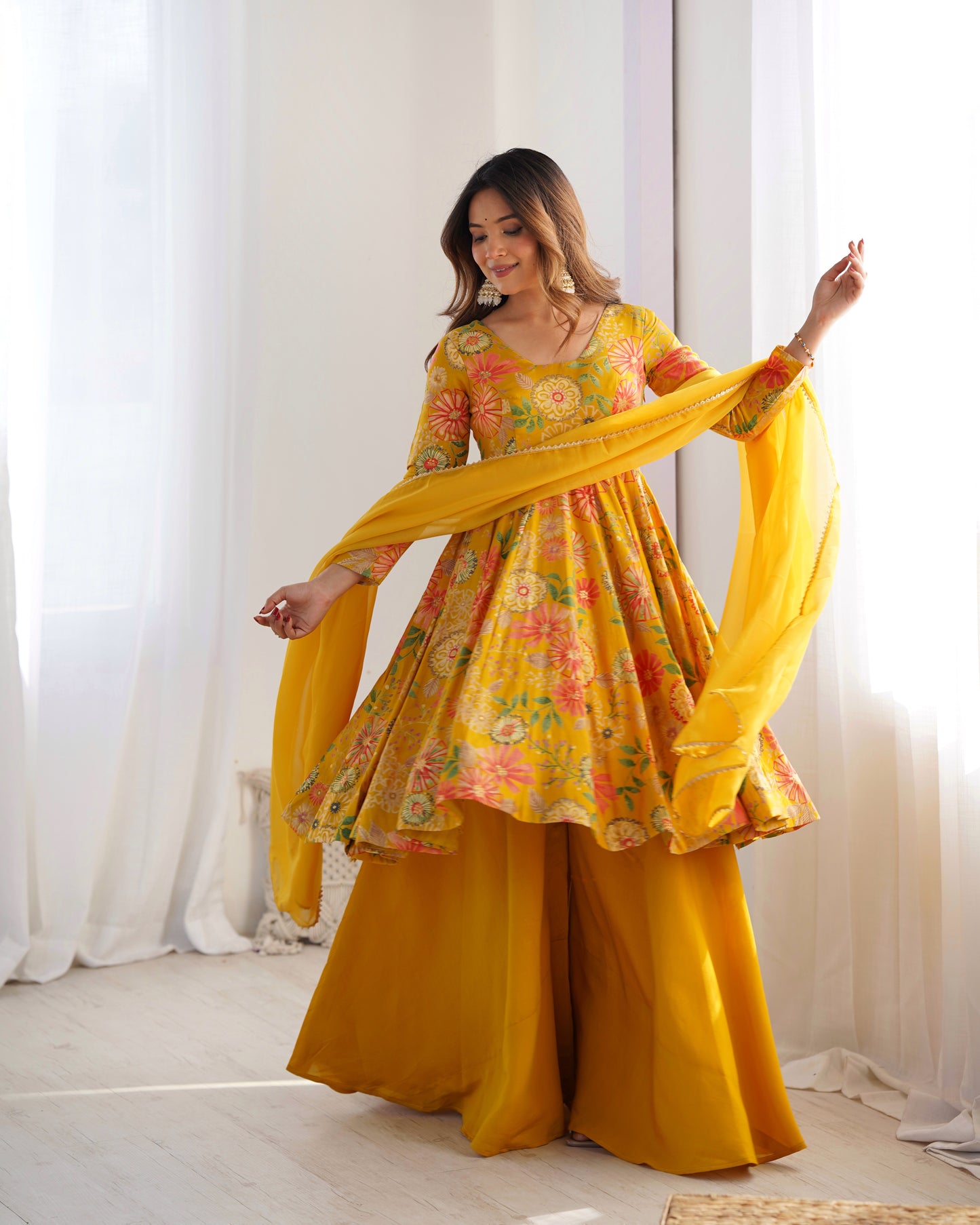 Premium Quality Rani Yellow Kediya Plazzo Suit Set