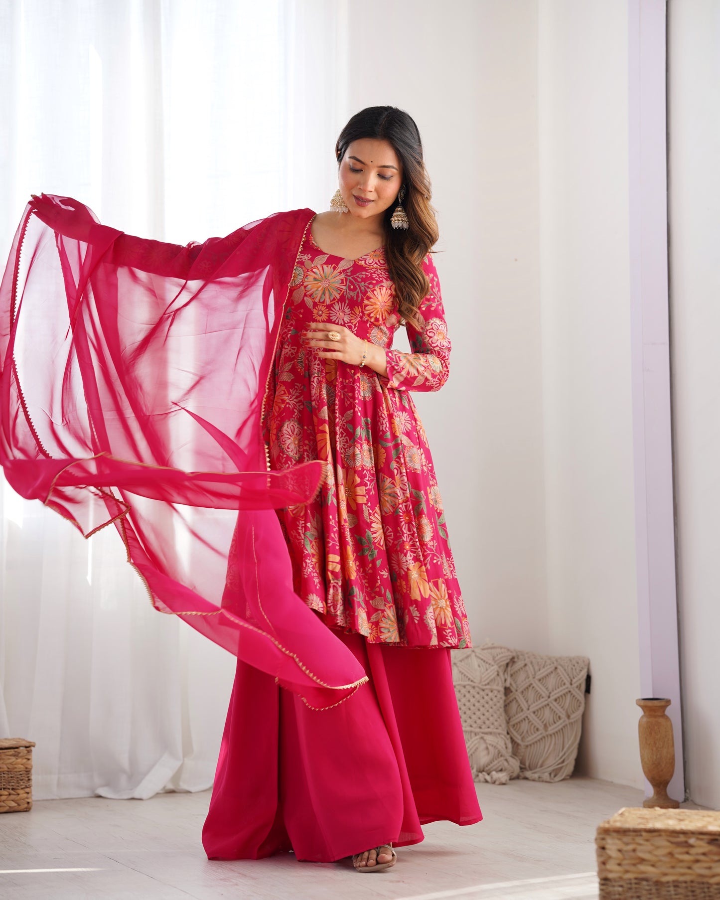 Premium Quality Rani Pink Kediya Plazzo Suit Set