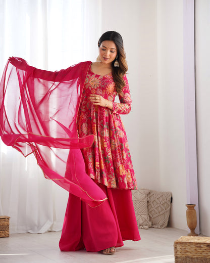 Premium Quality Rani Pink Kediya Plazzo Suit Set