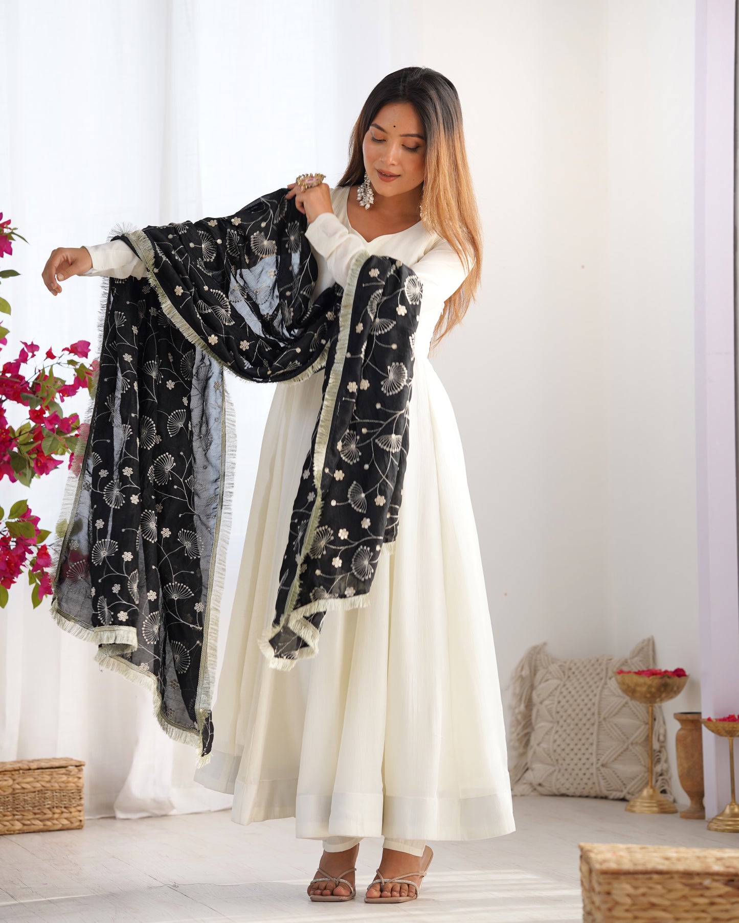 Presenting New Premium Quality Pure Romansilk Chanderi Anarkali Set