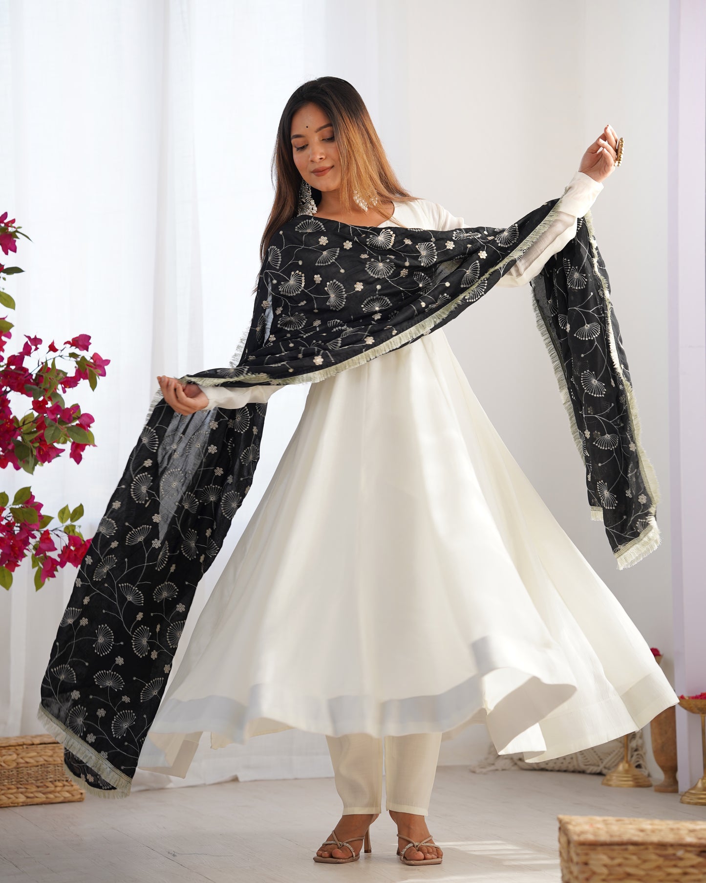 Presenting New Premium Quality Pure Romansilk Chanderi Anarkali Set