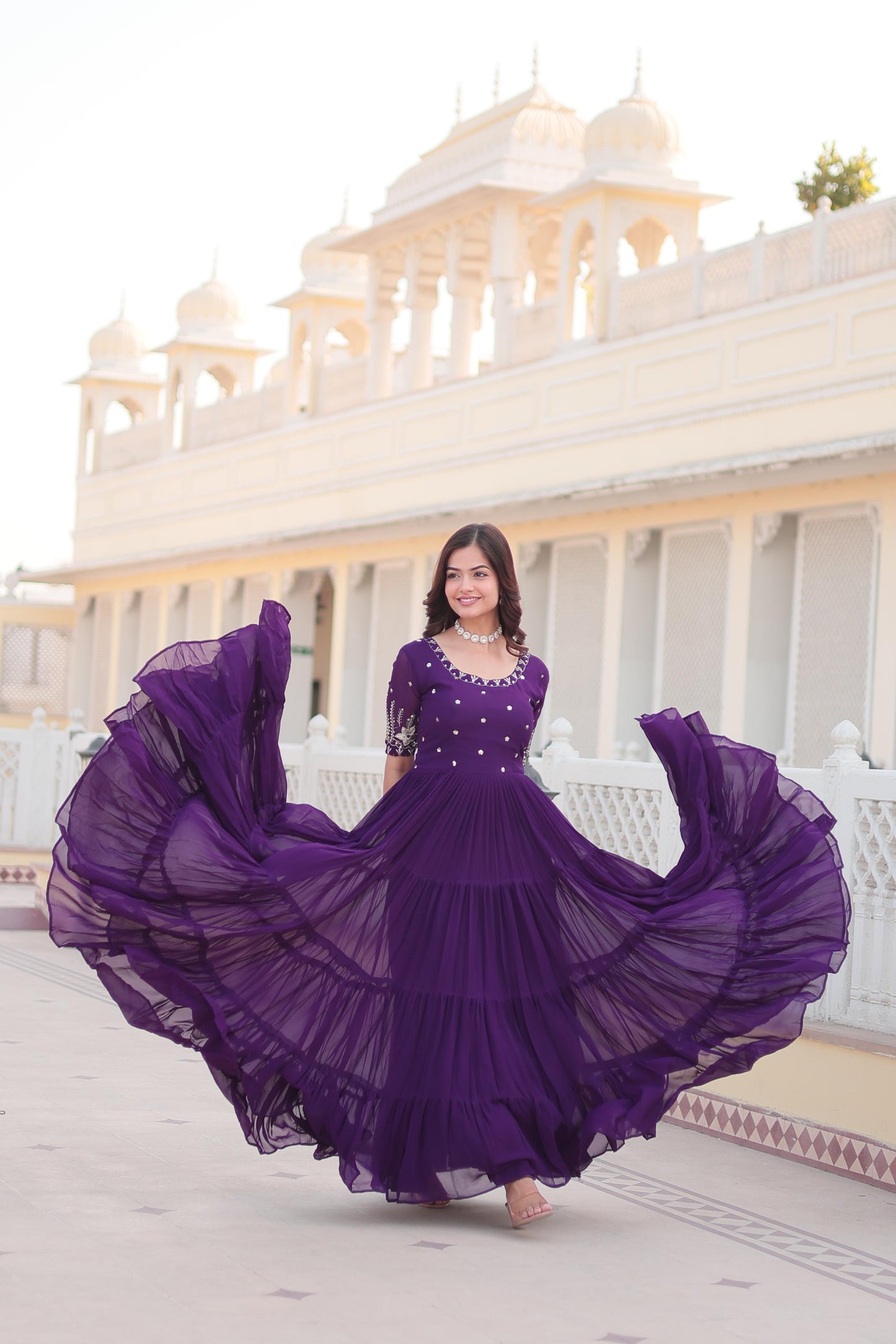 Purple Embellished Designer Gown