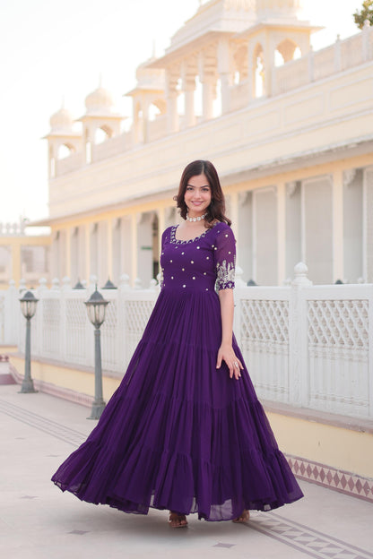 Purple Embellished Designer Gown