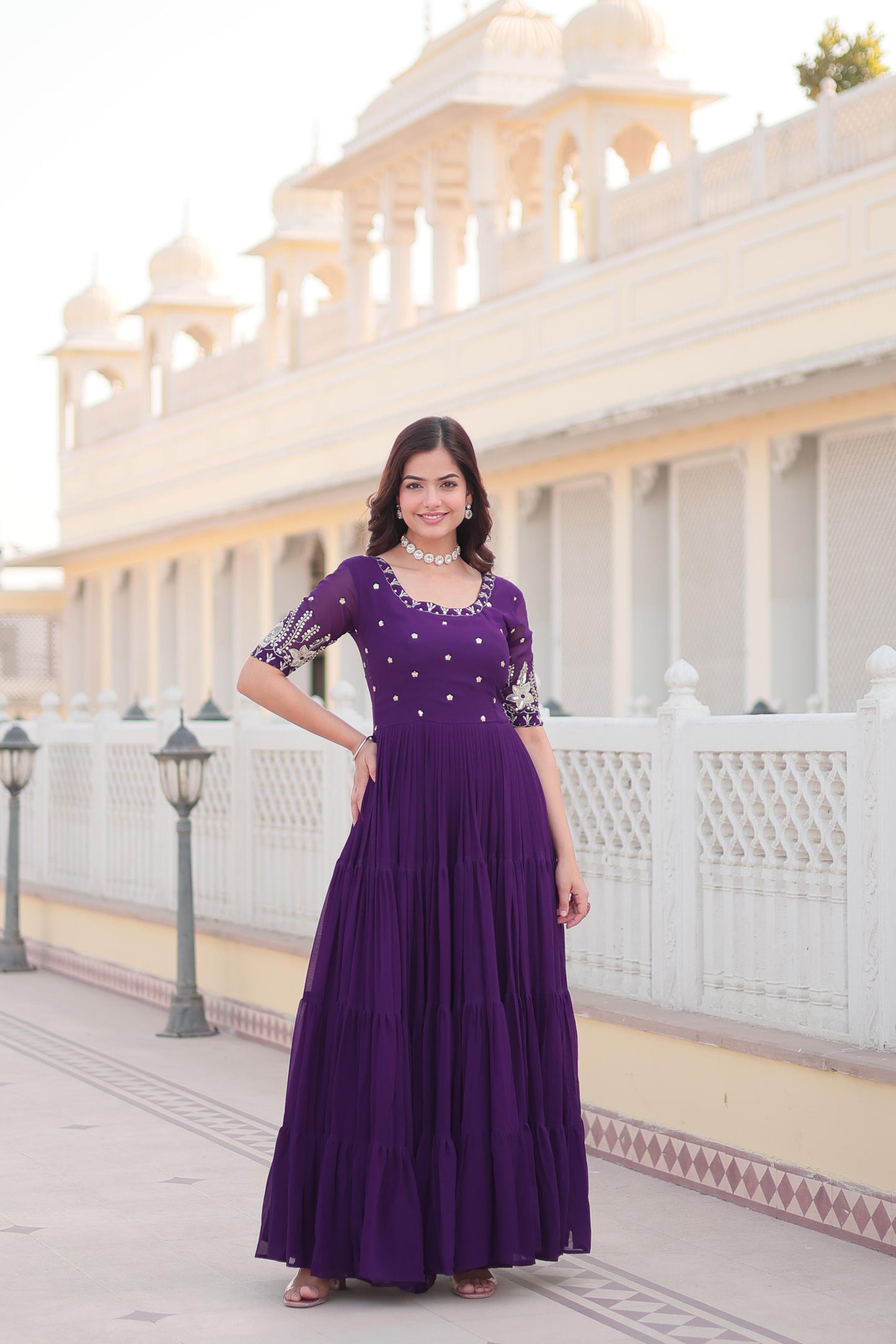 Purple Embellished Designer Gown