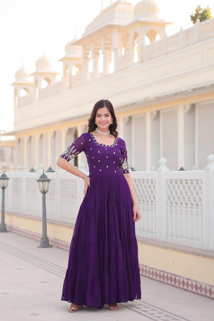 Purple Embellished Designer Gown