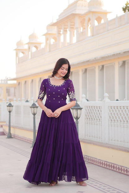 Purple Embellished Designer Gown