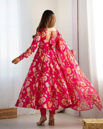 Pure Soft Organza Silk  Fully Flair Kali Patern  With Duppta Set,Pent
